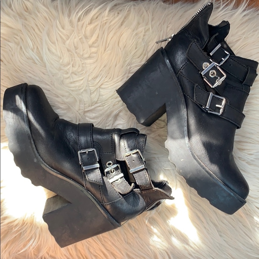 Steve Madden buckle ankle boots